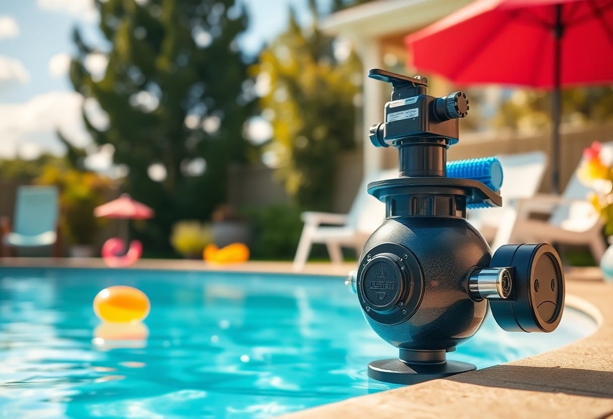 a pool with a black object on the side